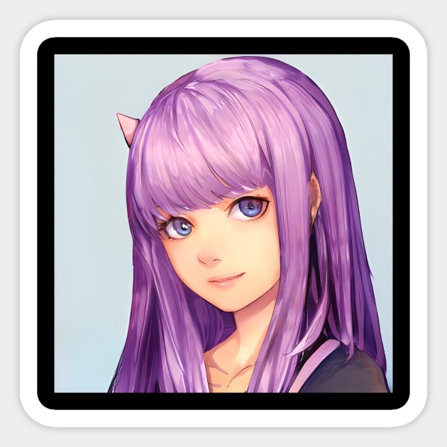 Purple Hair Anime Girl Sticker by animegirlnft